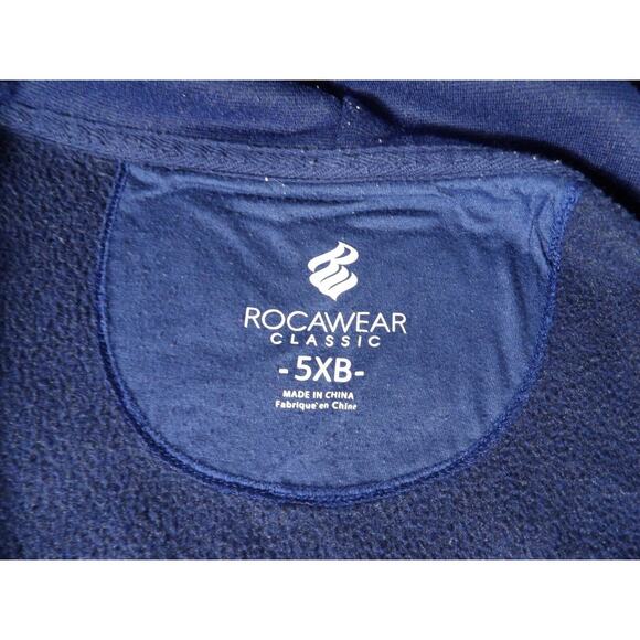 Rocawear Hoodie Mens 5XB Full Zip Navy Blue Y2K Hip Hop Urban Logo Rap READ FLAW - Picture 10 of 13